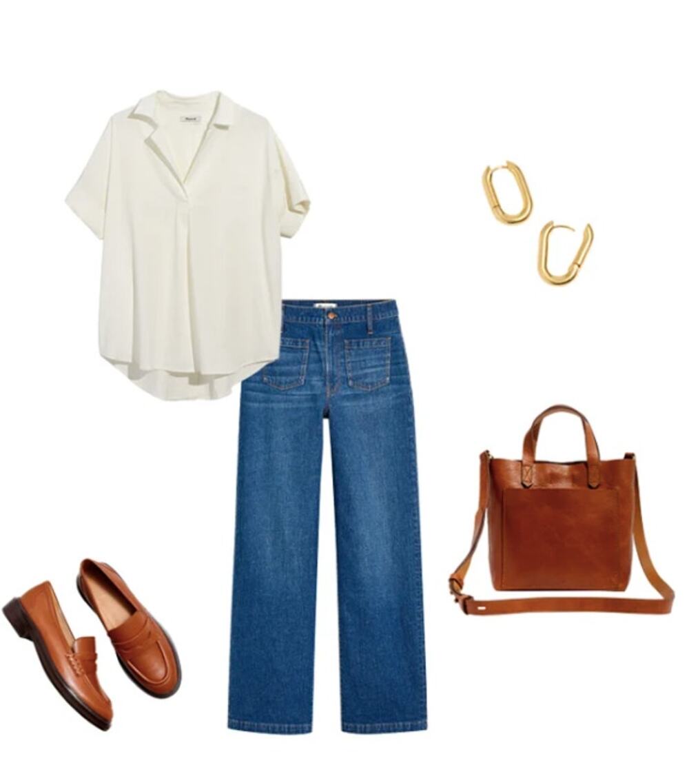 MADEWELL Courier Button-Back Shirt White S - Picture 1 of 9